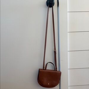 Brown Leather Crossbody Saddle Bag - Women